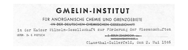 Letter-heads Gmelin Institute from 1945