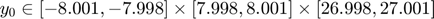 $$y_0 \in [-8.001,-7.998] \times [7.998,8.001] \times [26.998,27.001]$$