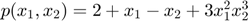 $p(x_1,x_2) = 2 + x_1 - x_2 + 3x_1^2x_2^3$