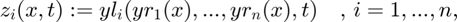 $z_i(x,t) := yl_i(yr_1(x),...,yr_n(x),t) \quad $, $i=1,...,n,$