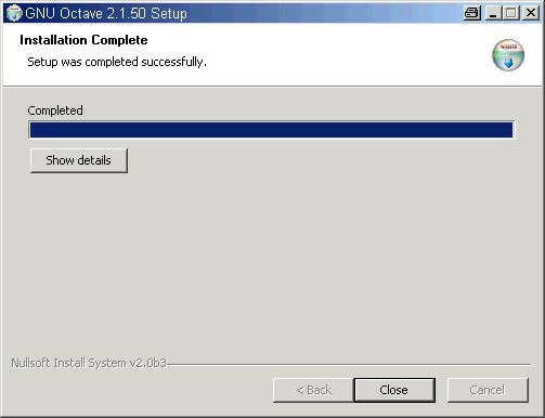 Installation von Octave 2.1.50a - neuntes Bild: Abschluß